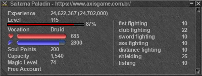 Signature for player Saitama Paladin